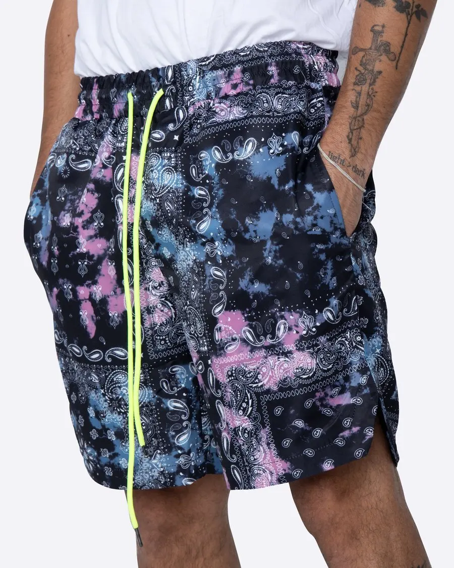 

2021 Summer New Men's Loose Cashew Flower Printing Style Casual Basketball Hip-Hop Beach Five-Point Pants