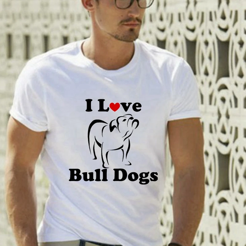 

TriDitya 50511# I LOVE BULL DOGS DOG t shirt men's tshirt top tee summer Tshirt fashion cool O neck short sleeve Tshirt