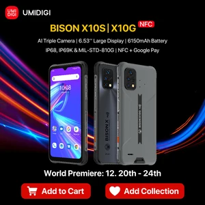 world premiere umidigi bison x10s x10g ip68ip69k waterproof rugged phone nfc 6 53 hd 4gb64gb 6150mah battery smartphone free global shipping