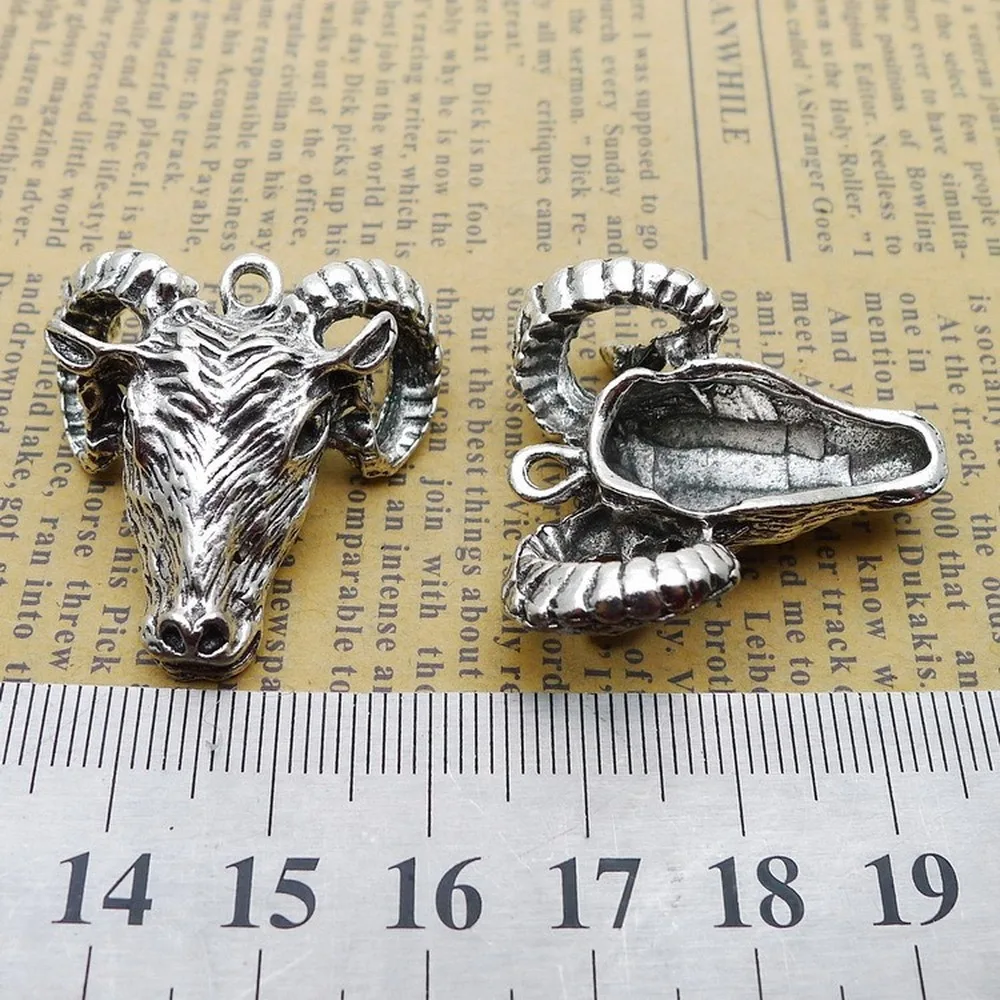 

30pcs Sheep Head Charms 30mm x 30mm DIY Jewelry Making Pendant antique silver color