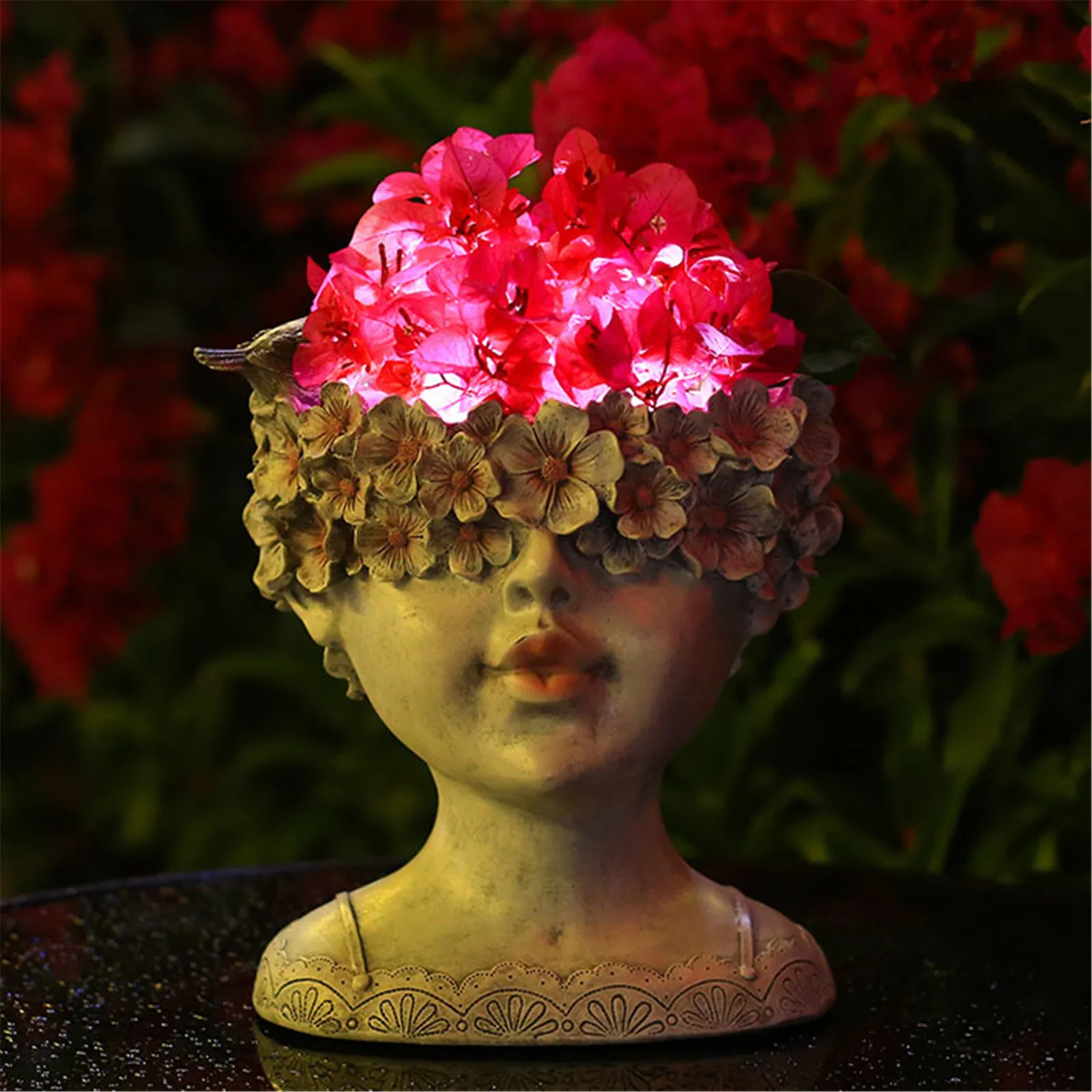 

Garden Decoration Creative Succulent Flower Pot Girl Head Solar Ornament Yard Garden Decor Garden Accessories Outdoor Decor