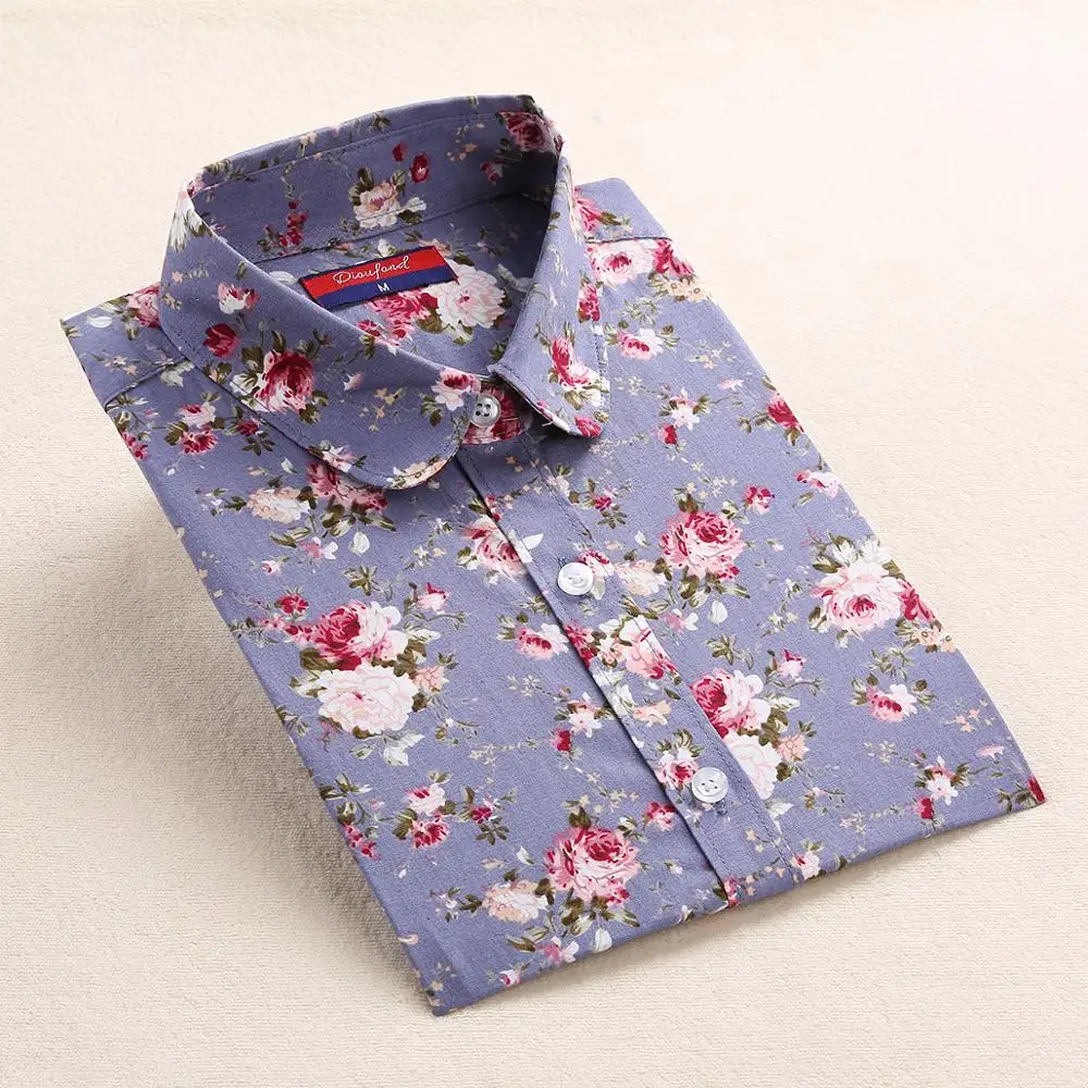 Женские хлопковые блузки Dioufond летняя милая блузка с длинным рукавом и принтом