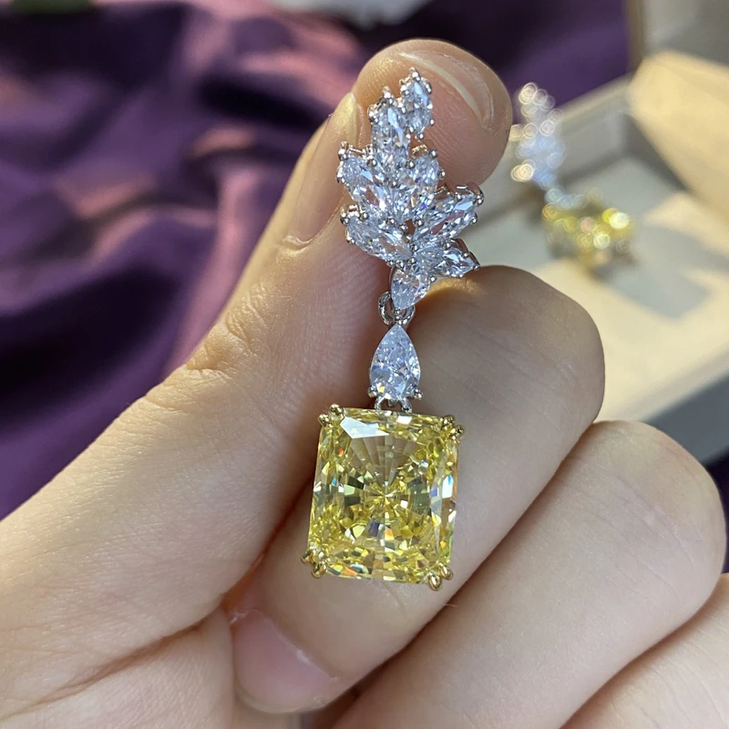 

Knobspin Solid 925 Sterling Silver Wedding Stud Earrings For Women 11*13mm High Carbon Diamond Engagement Party Fine Jewelry