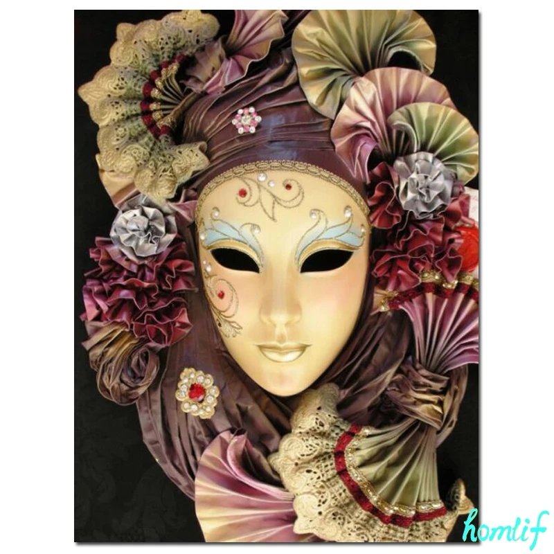 Полная Алмазная вышивка маска женская круглая мозаичная картина Стразы diy 5D