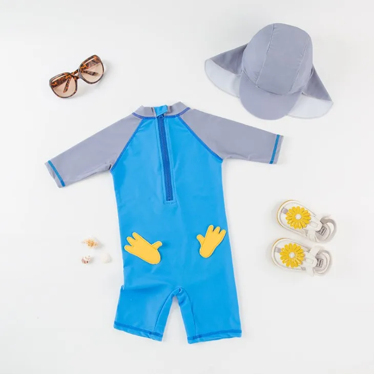 Новое поступление милый купальник с утенком для мальчика плавательной шапочкой