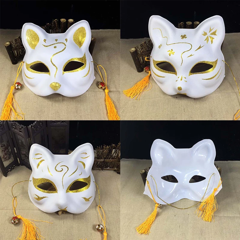 

Модная маска лисы, маскарадный наполовину лицевой Кот, пластиковая маска, японский аниме монстр, косплей костюм, реквизит, товары для украше...