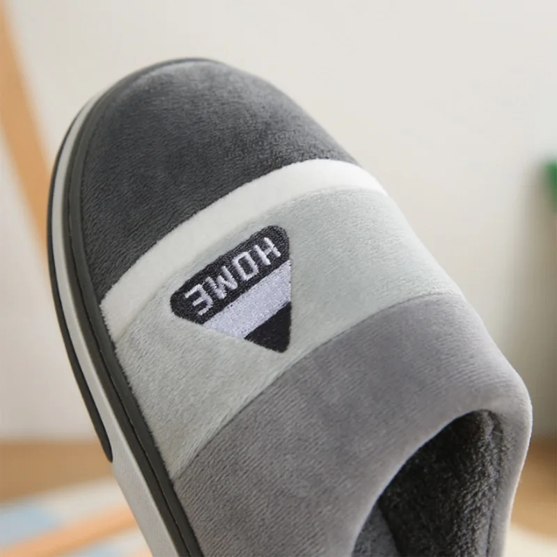 

Slipper Women Men Warm Striped Indoors Anti-slip Winter Home Shoes House Bedroom Slippers Warm Cotton Slippers Lovers Slippers