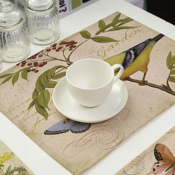 Подставки под напитки с принтом дерева цветов птиц аксессуары для обеденного