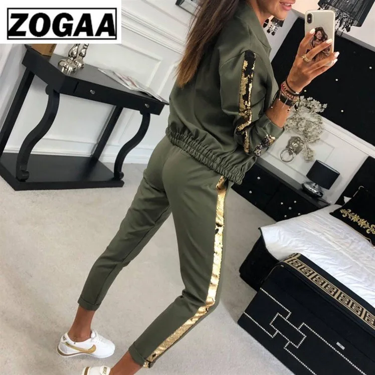 2019 Весенние новые женские спортивный костюм Европа Америка повседневные блестки
