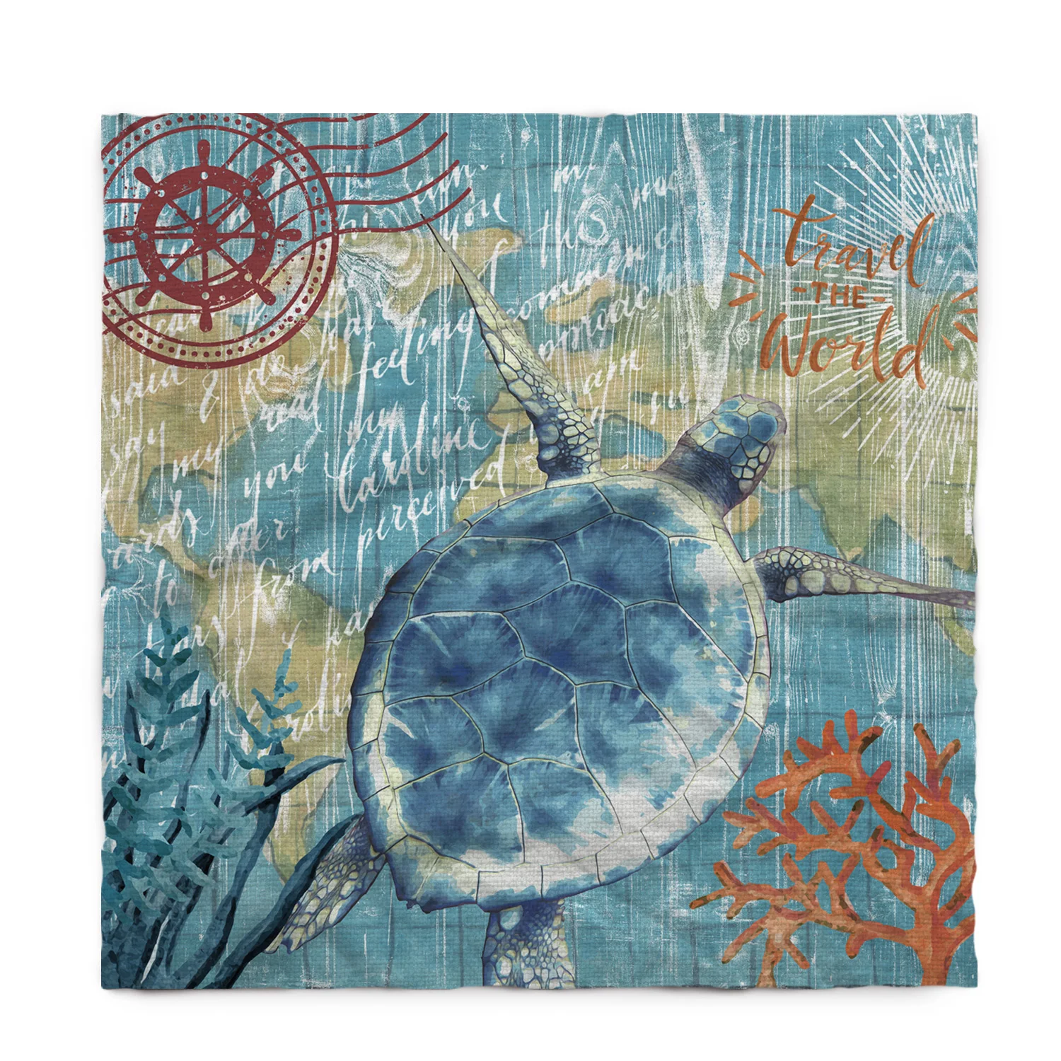 Морская жизнь серии Черепашки настольные аксессуары Декор девушки скатерть