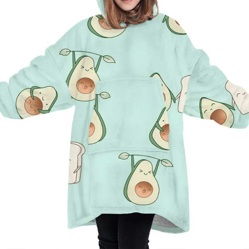 Зимняя теплая Домашняя одежда одеяло Толстовка Оверсайз для женщин и мужчин