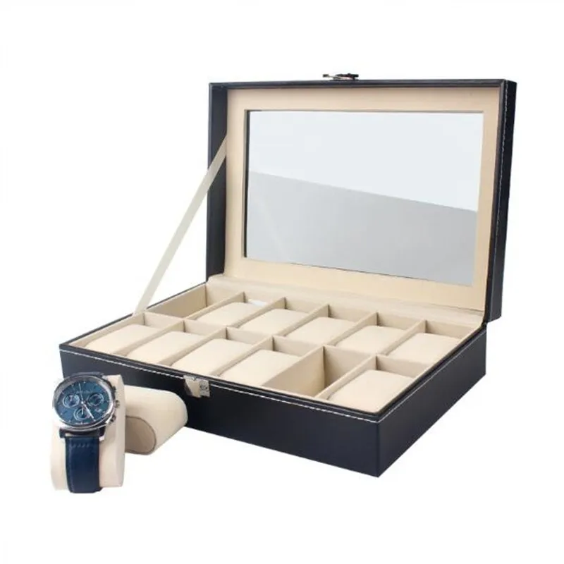 

5/6/10/12 Grids PU Leather Watch Box Case Holder Organizer for Quartz Watches Jewelry Boxes Display With Buckle Best Gift