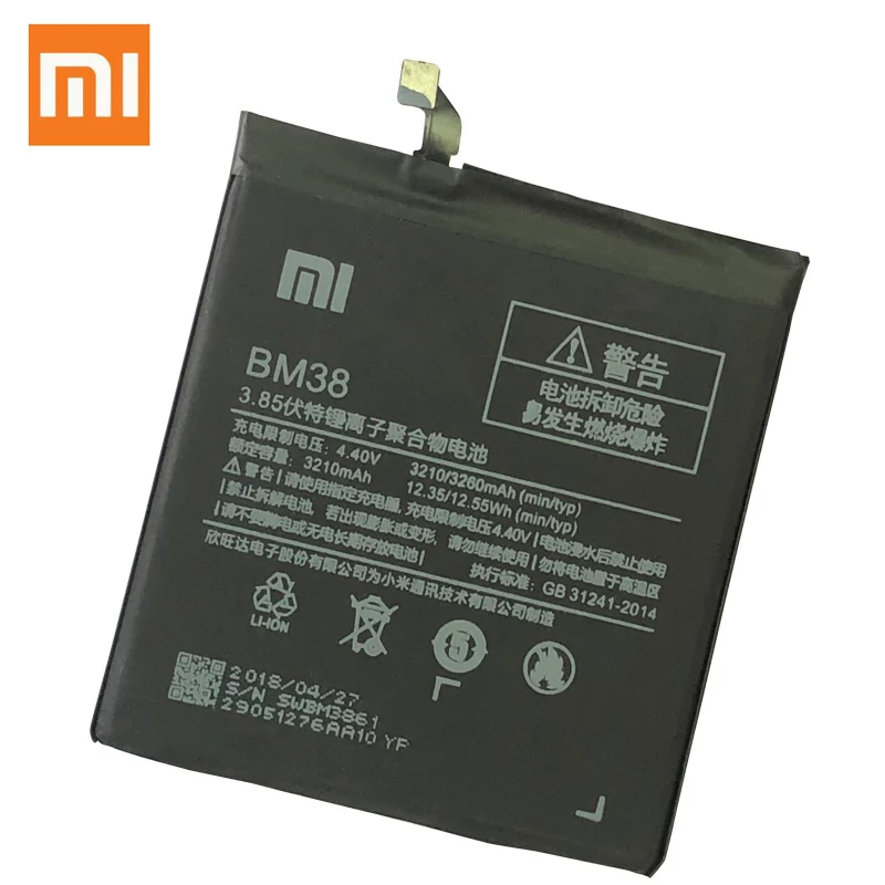 XiaoMi оригинальная запасная батарея BM38 для Xiaomi Mi 4S M4s 100% новая аутентичная телефона