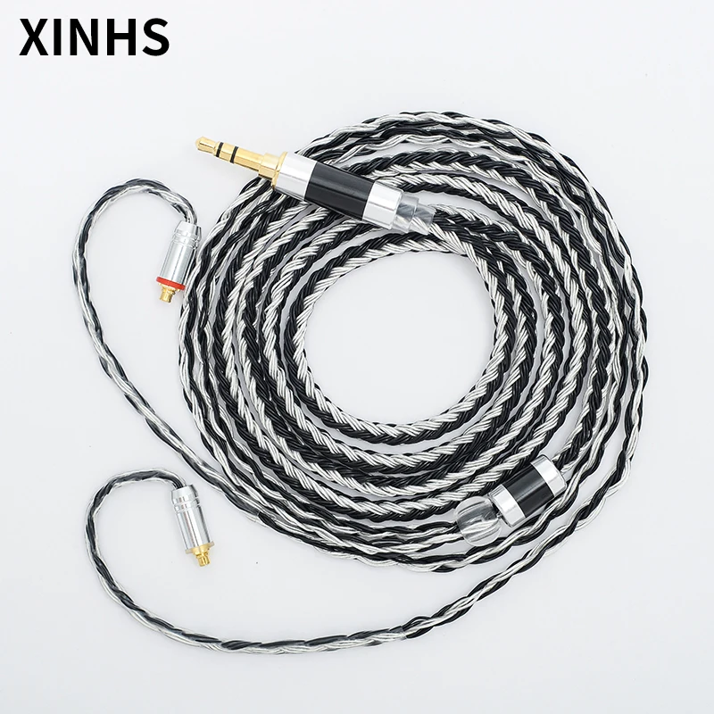 

24 Cores Silver Plated Copper Headphone Upgrade Wire MMCX/0.78mm 2 Pin/QDC/TFZ With Round Ears Earphone Cable