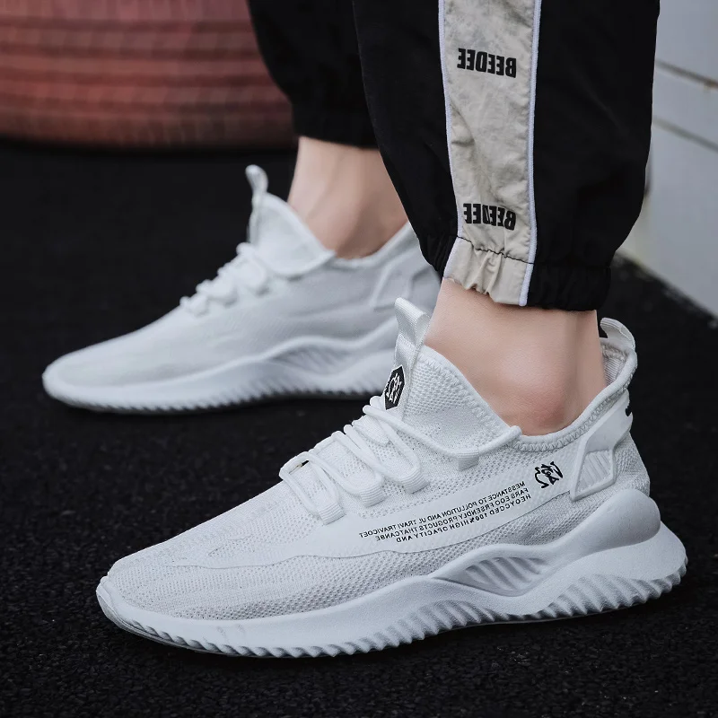 

New Men's Shoes Breathable Flying Woven Running Shoes Outdoor Sport Shoes Non-slip Lace-up Sneakers Zapatillas Hombre Deportiva