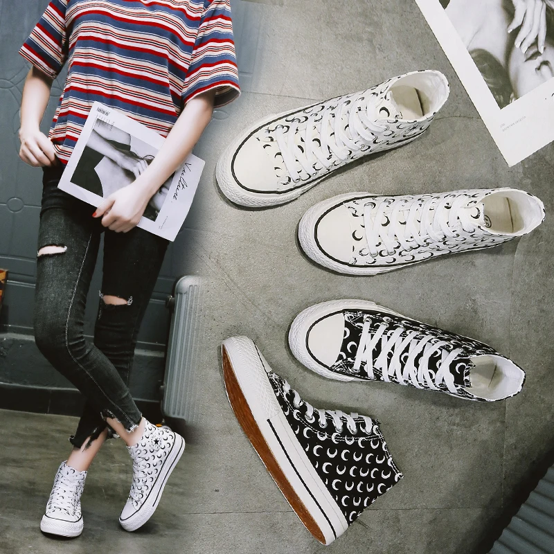 Аутентичный бренд цветочный дизайн парусиновые кроссовки с высоким берцем