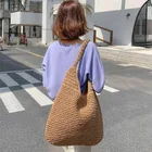 Вместительная дорожная сумка в винтажном стиле, богемный Повседневный мешок для покупок, однотонный мешок для пляжа, сетчатый мешок для продуктов, лето 2021