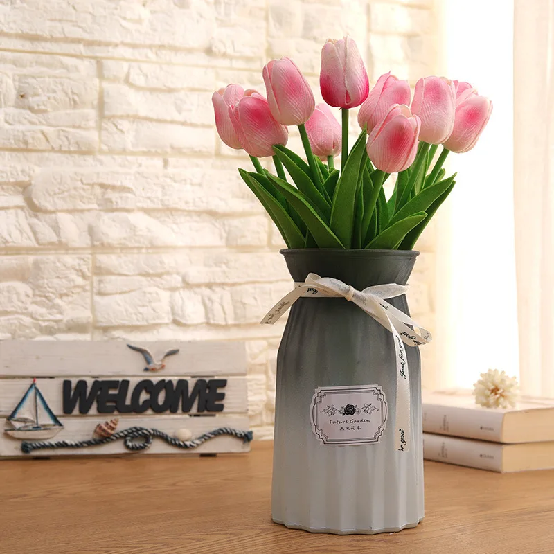

Vivid Tulip Realistic Artificial Flower High-end Pu Single White Fake Flower Ins Bedroom Living Room Decoration Furnishings
