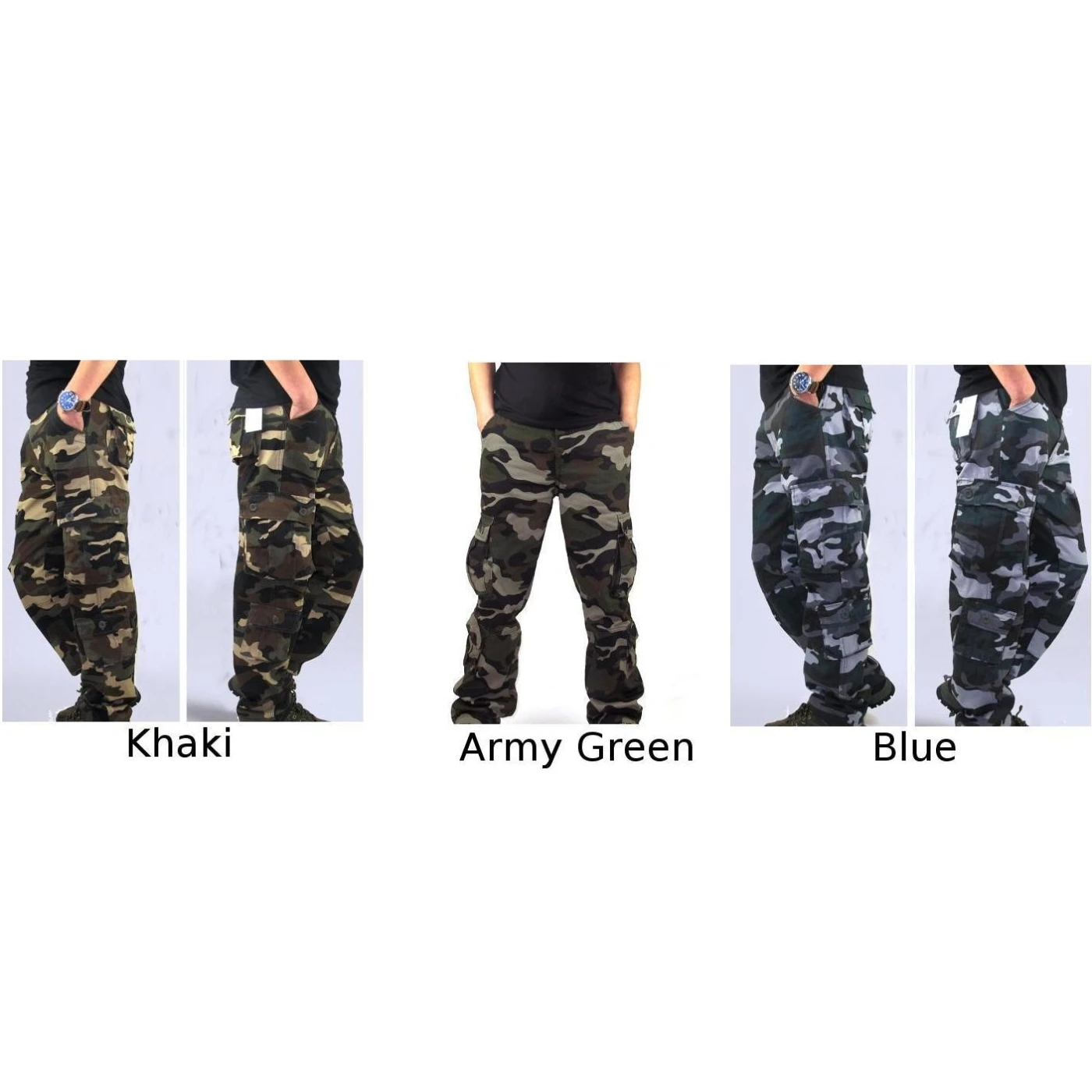 Men Pants Trousers Camouflage Combat Cargo Forces Work Army Military Pockets Water Repellent Ripstop Men's Spring Autumn