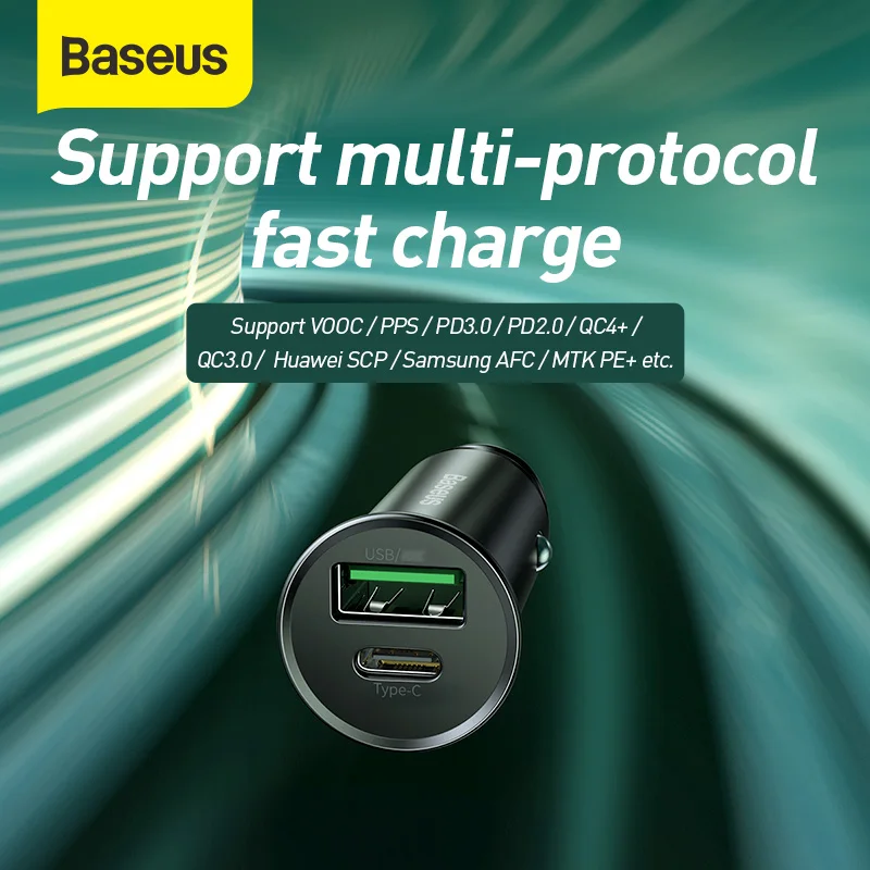 Автомобильное зарядное устройство Baseus 30 Вт PPS быстрое 4 0 USB Type C PD Автомобильный