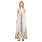 Женское Хлопковое платье, Двухслойное длинное платье в стиле бохо, с цветочной вышивкой и открытой спиной, летнее платье с разрезом от бедра