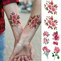 kids waterproof temporary tattoo sticker cherry blossom rose peony rose small tatoo hand men women body art flash tatto