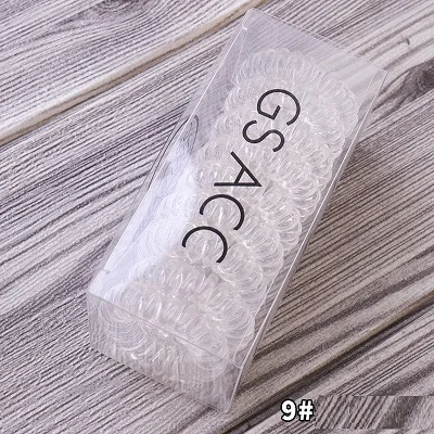 9 Transparent 9 шт., новинка, креативные эластичные резинки для волос градиентного цвета, модные резинки для волос карамельного цвета, женские резинки для волос, женские аксессуары для волос - Цвет: 9 Transparent