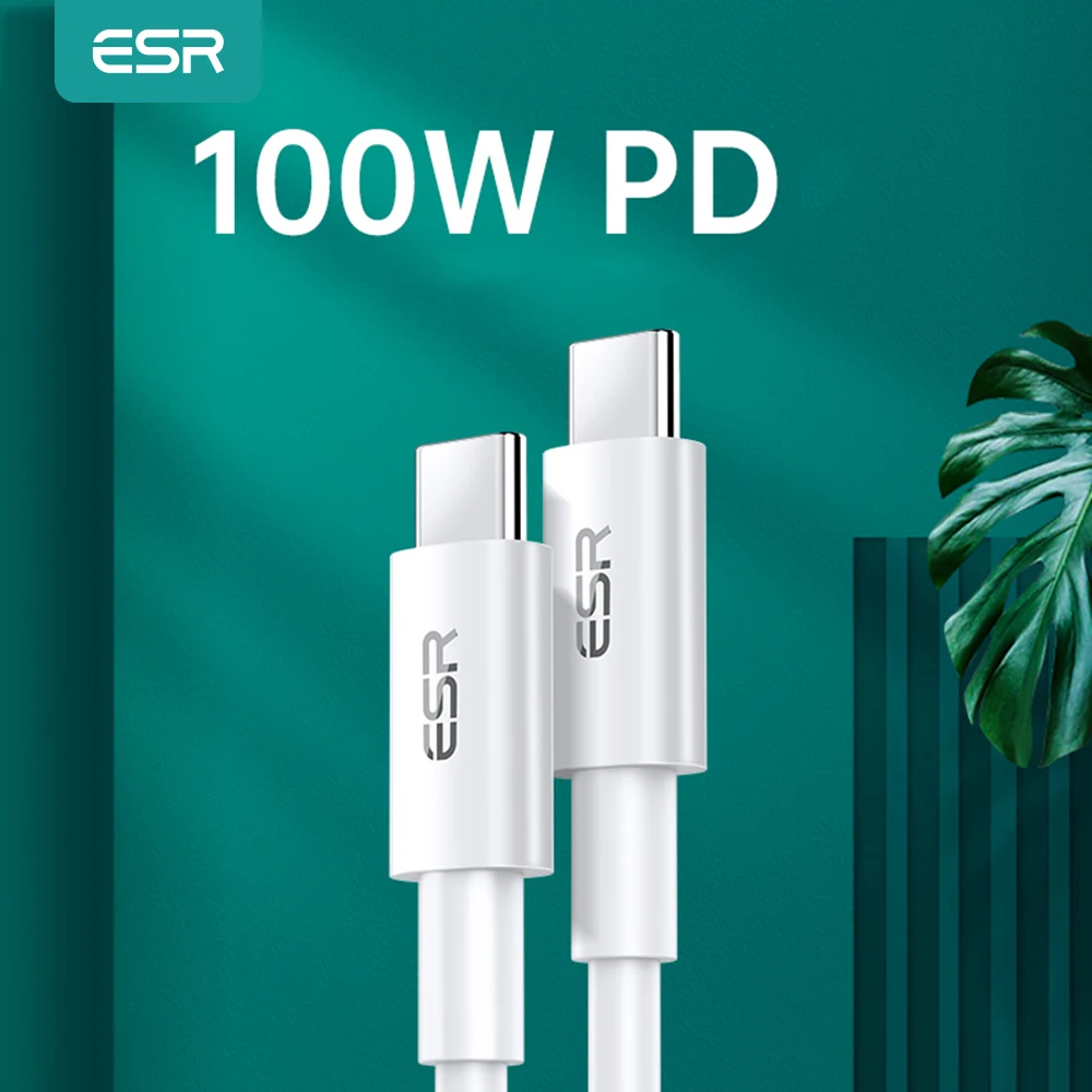 

ESR 100W Type C To USB C Cable 5A PD Fast Charging Cord USB C to Type C Cable For Samsung Xiaomi Huawei for Macbook iPad