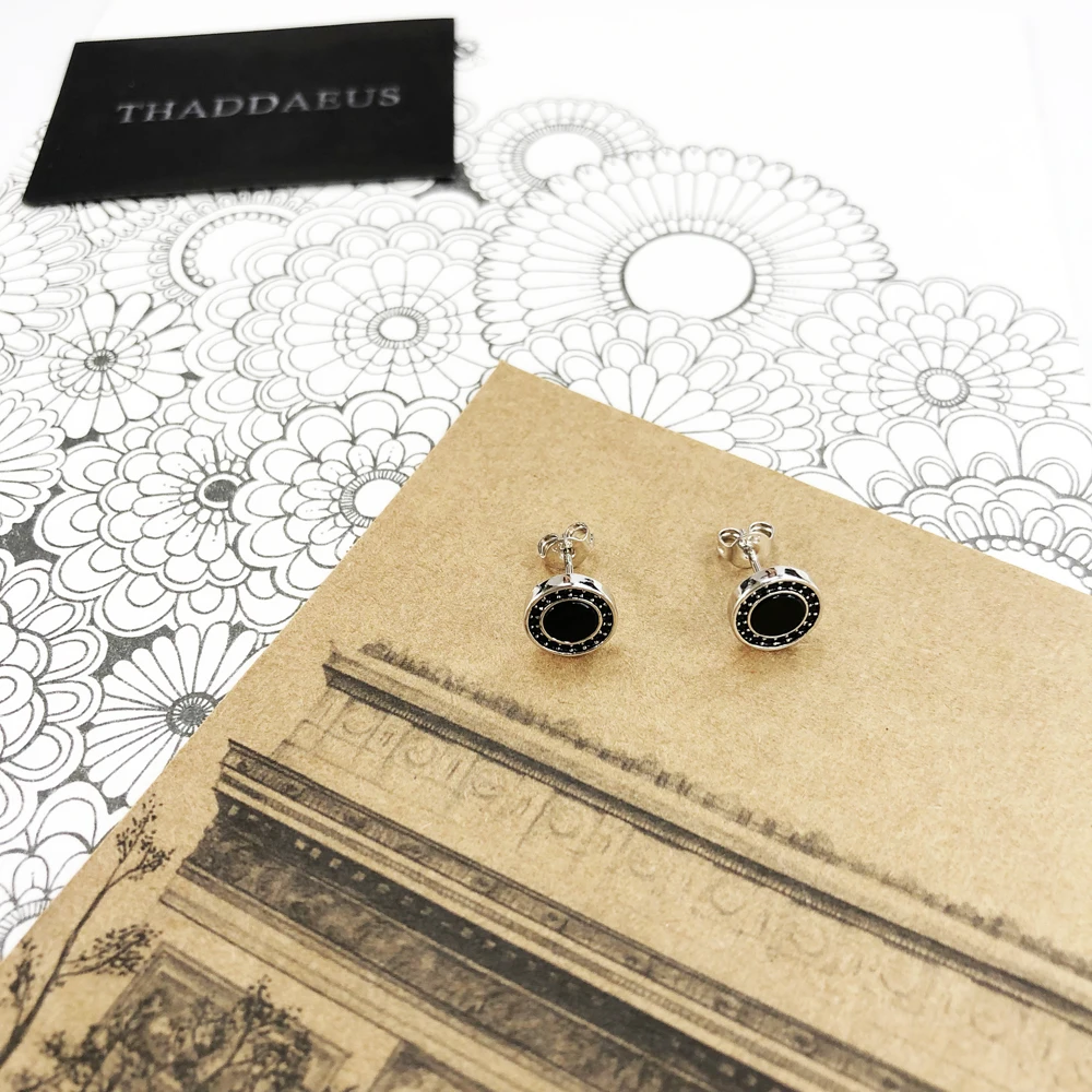Круглые черные маленькие серьги гвоздики модные хорошие ювелирные украшения в