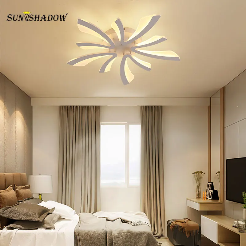 Candelabro de iluminación de interior LED para sala de estar, dormitorio, comedor, marco blanco y negro, lámpara de iluminación de techo acrílica