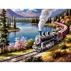 Картина для раскрашивания по номерам на холсте, 60 х75 см, картины с изображением поезда