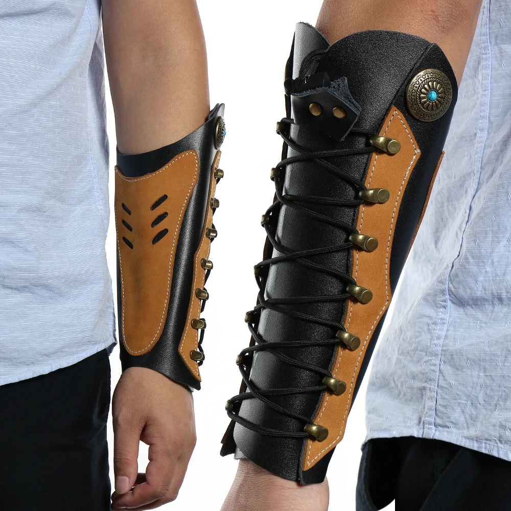 

For Hunting Restraint with Hardware Traditional Fasteners For Shooting Recurve Bow Outdoor Cowhide Archery Arm Protector Guard