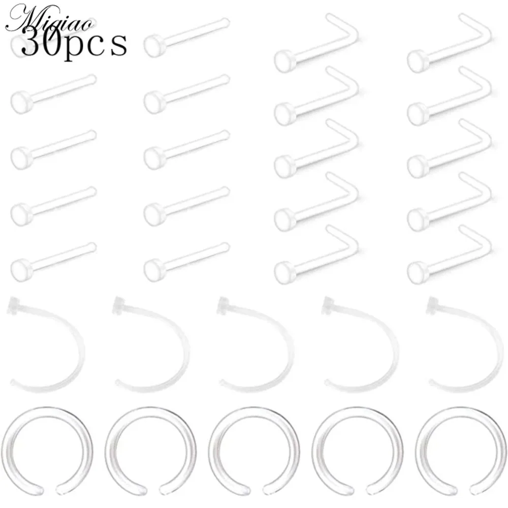 

Miqiao Fashion Hot Sale Acrylic Set Invisible Transparent Nose Ring Belly Button Nail Body Piercing Jewelry