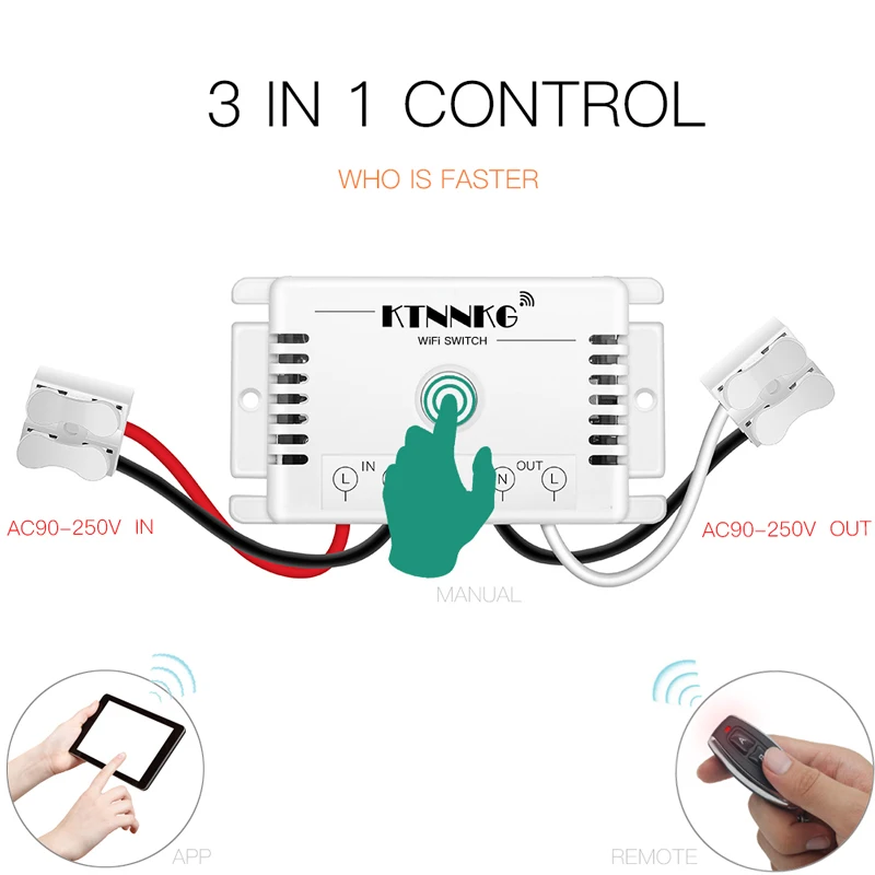 220V TUYA Wifi Relay Receiver Smart Light Switch Voice Control 1 CH 433MHz Support Manual KTNNKG | Обустройство дома