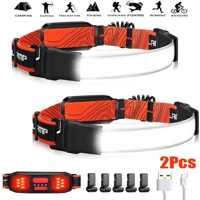 

1200mAh 3 Modes COB LED Headlamp Riding Headlamp Head Torch Light USB Rechargeable Work Light Warning Strobe Camping Light