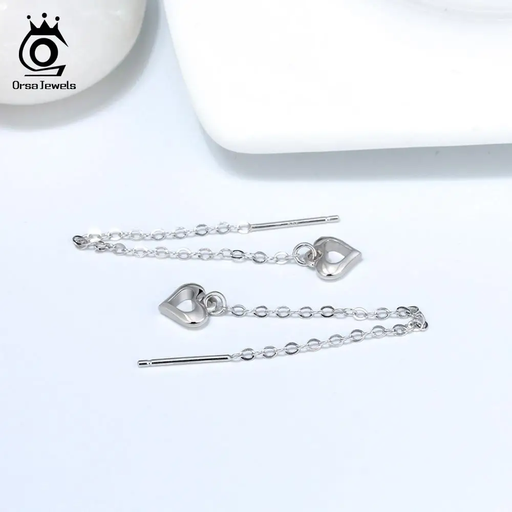 ORSA JEWELS 925 Висячие серьги из серебра 925 пробы для женщин романтические серьги в форме сердца модные оптовые ювелирные изделия для женщин SE77