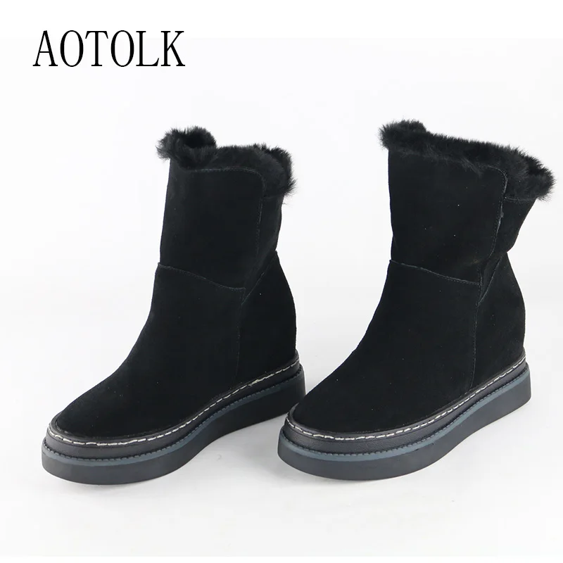 Женские зимние ботинки Ботильоны из натуральной кожи Ботинки на платформе