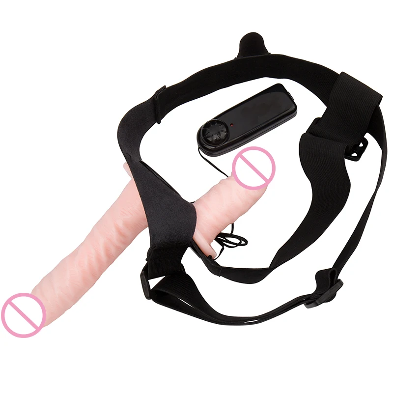 Эротический двойной фаллоимитатор вибратор страпон с ремнем сексуальный мягкий