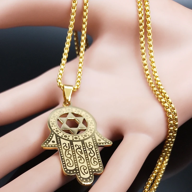 Мужское ожерелье из нержавеющей стали в форме гексаграммы звезды