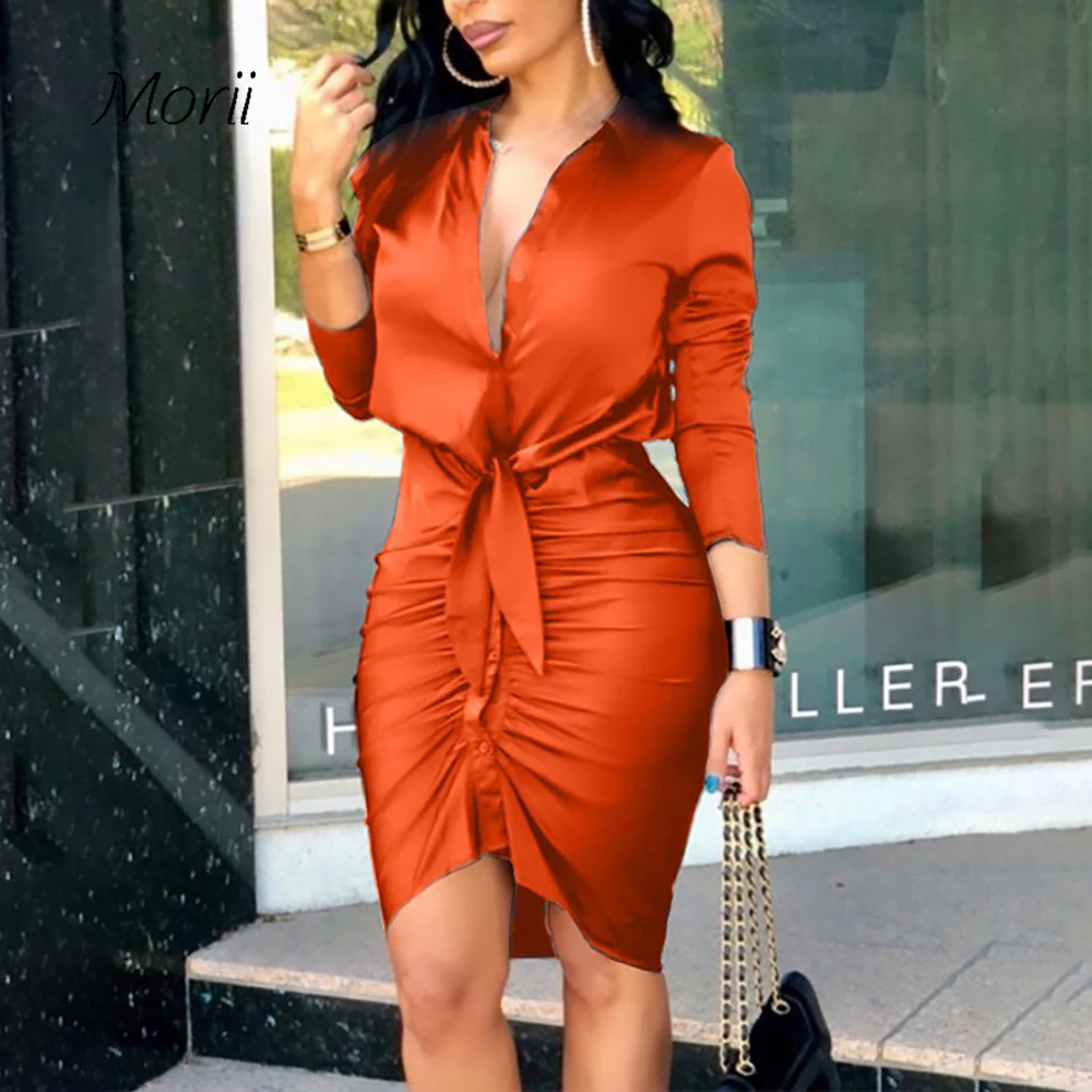 

Модные атласные женские платья осень 2021 женское облегающее офисное платье с длинным рукавом элегантное вечернее Клубное облегающее мини-п...