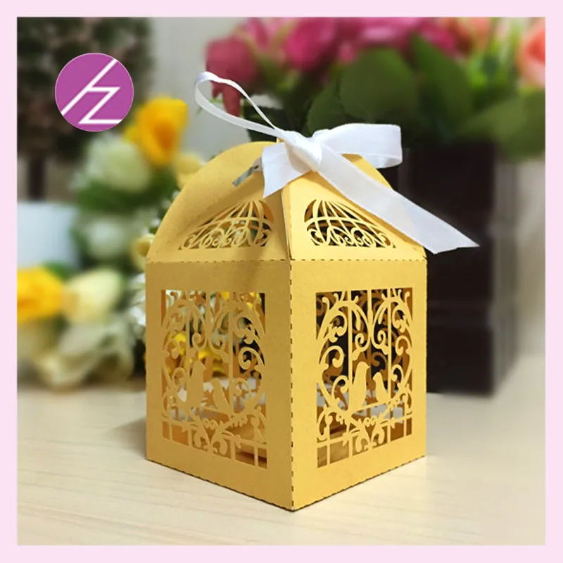 100 шт./лот лазерная резка изысканные рисунки птиц конфетные коробки счастливый ИД