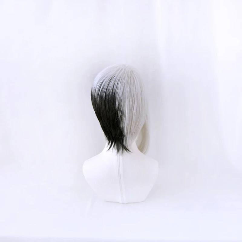 

Anime Dr.Stone Asagiri Gen Cosplay Wig Silver White And Black Heat Resistant Synthetic Hair Wig + Wig Cap