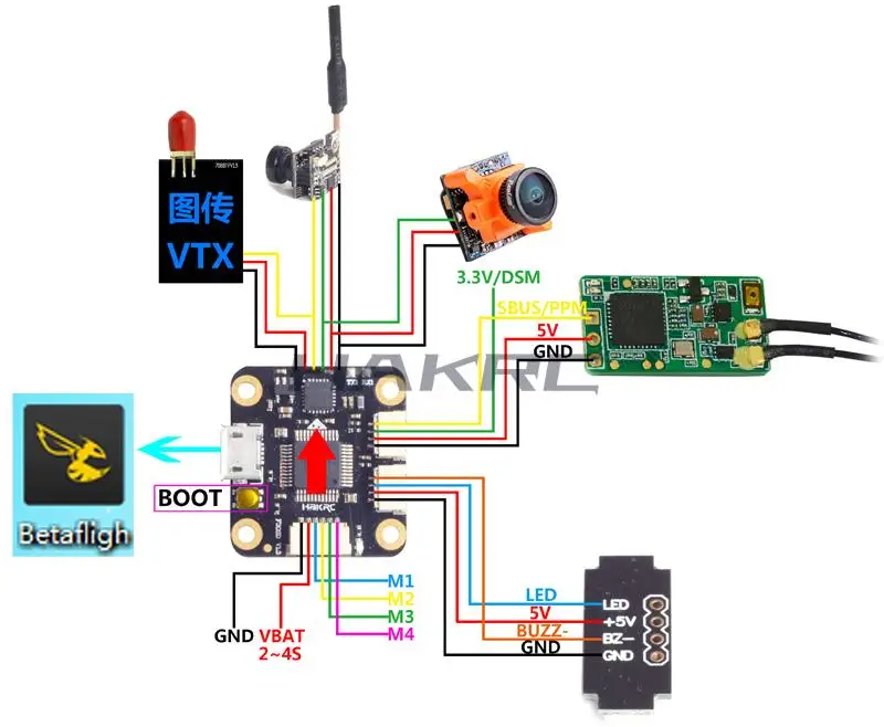 HAKRC мини F4 Flytower/F3 Контроллер полета AIO OSD BEC и 4в1 20A 15A BLheli_S ESC 2-4S 200 мВт VTX для радиоуправляемого дрона DIY 16% OFF