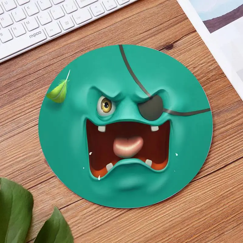 Игровой коврик для мыши с забавными краями и фиксацией лица Удобный круглый