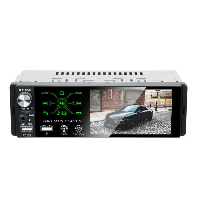 P5132 4,1 дюймов 1 Din емкостный сенсорный экран автомобиля в тире Bluetooth стереонаушники AM FM RDS радио головное устройство MP5 мультимедийный плеер