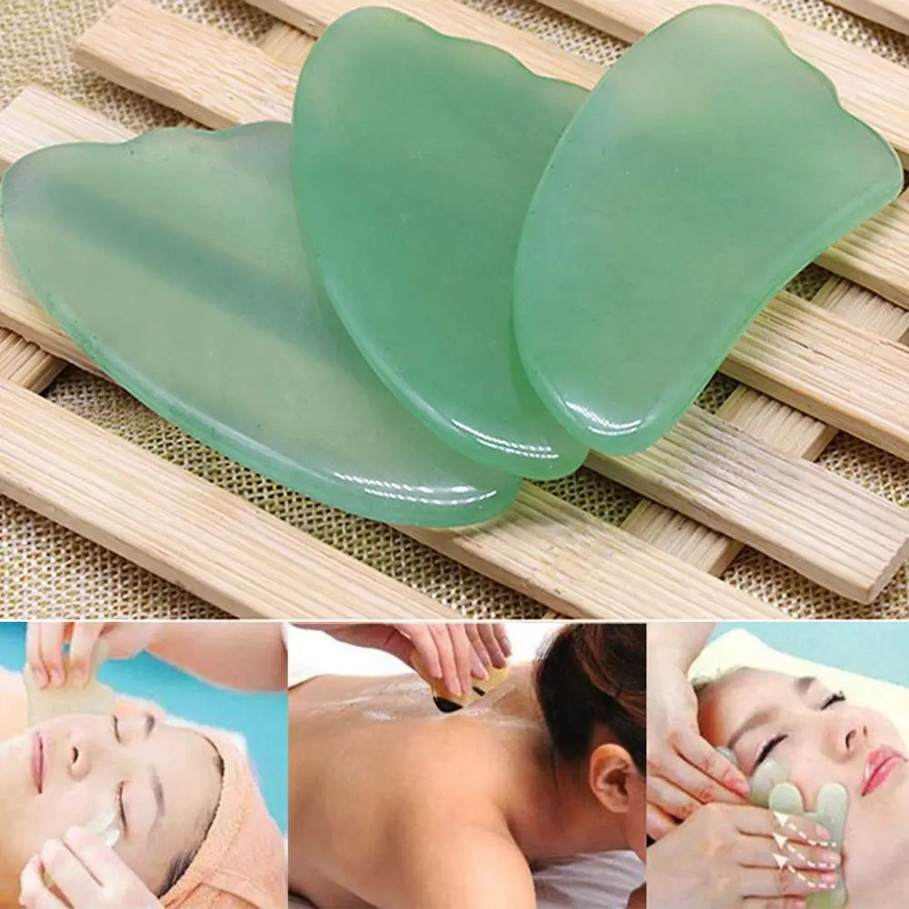 Натуральный нефритовый массажный скребком гуаша скребок для лица акупунктурный