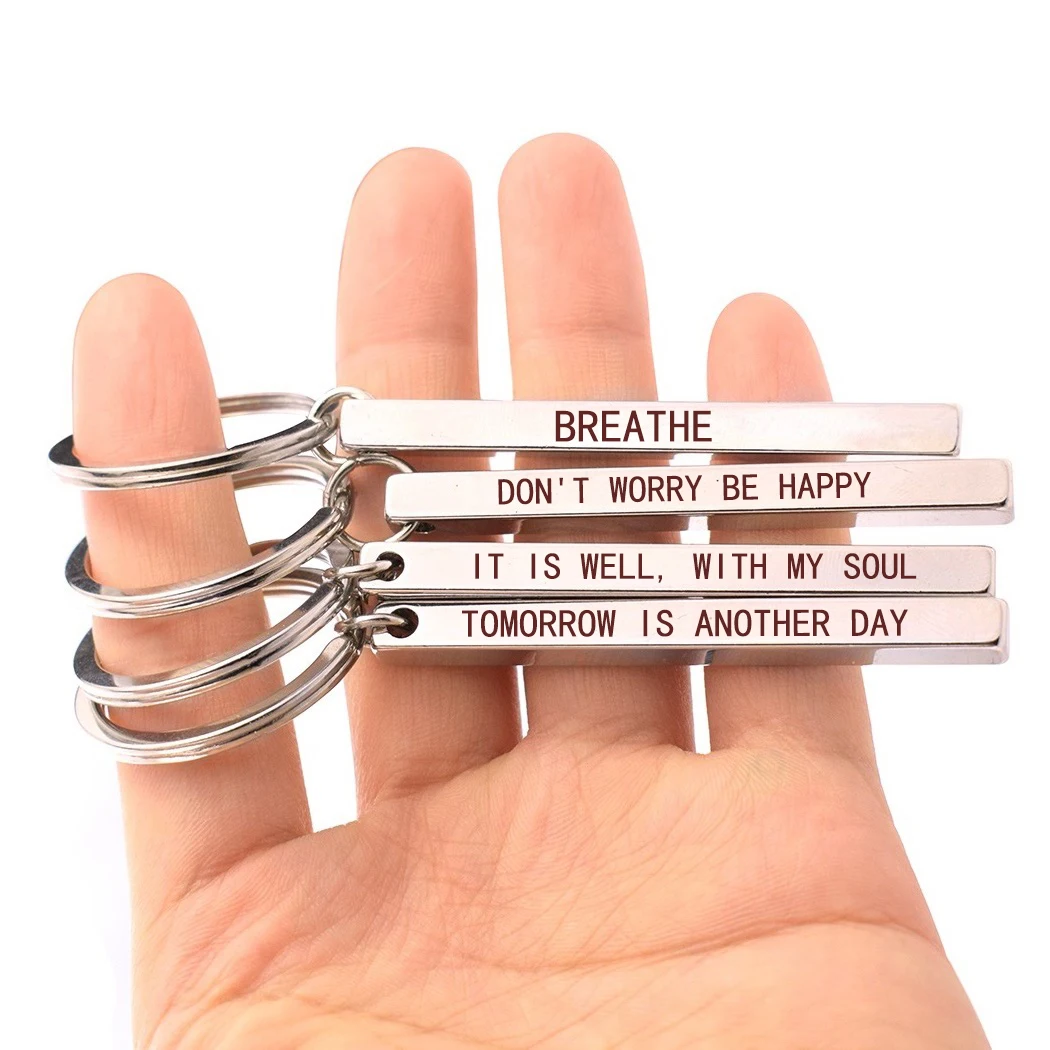 Не волнуйтесь Будьте счастливы Выгравированные буквы брелок вдохновляющая