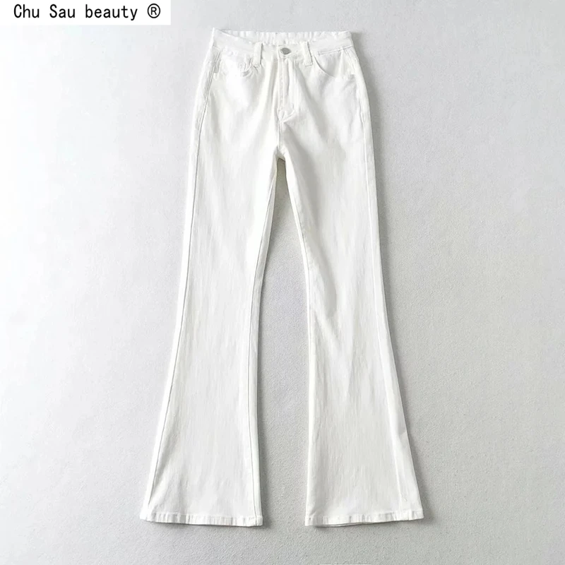 

Spring Autumn New Fashion Vintage Micro-Elasticity High Waist Skinny Jeans Female Casual Denim Flared Pants Women