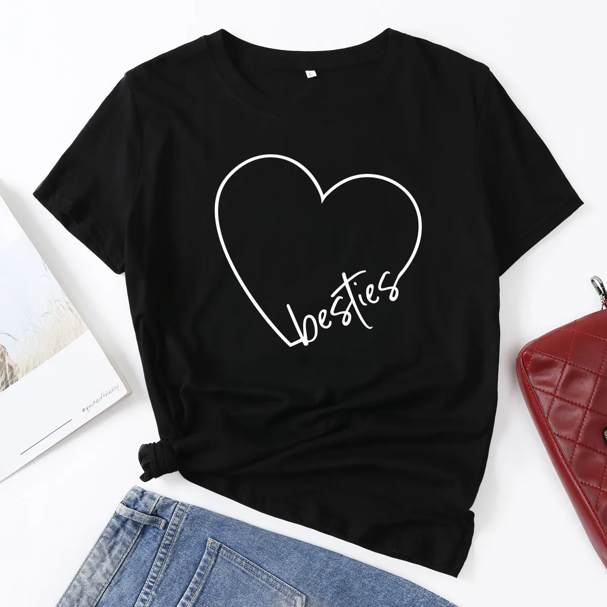 

Best Friends Shirts Sisters Graphic Tee Woman T-Shirt Summer Tops for Women Cotton Short Sleeve T-Shirts Female Shirt Clothes