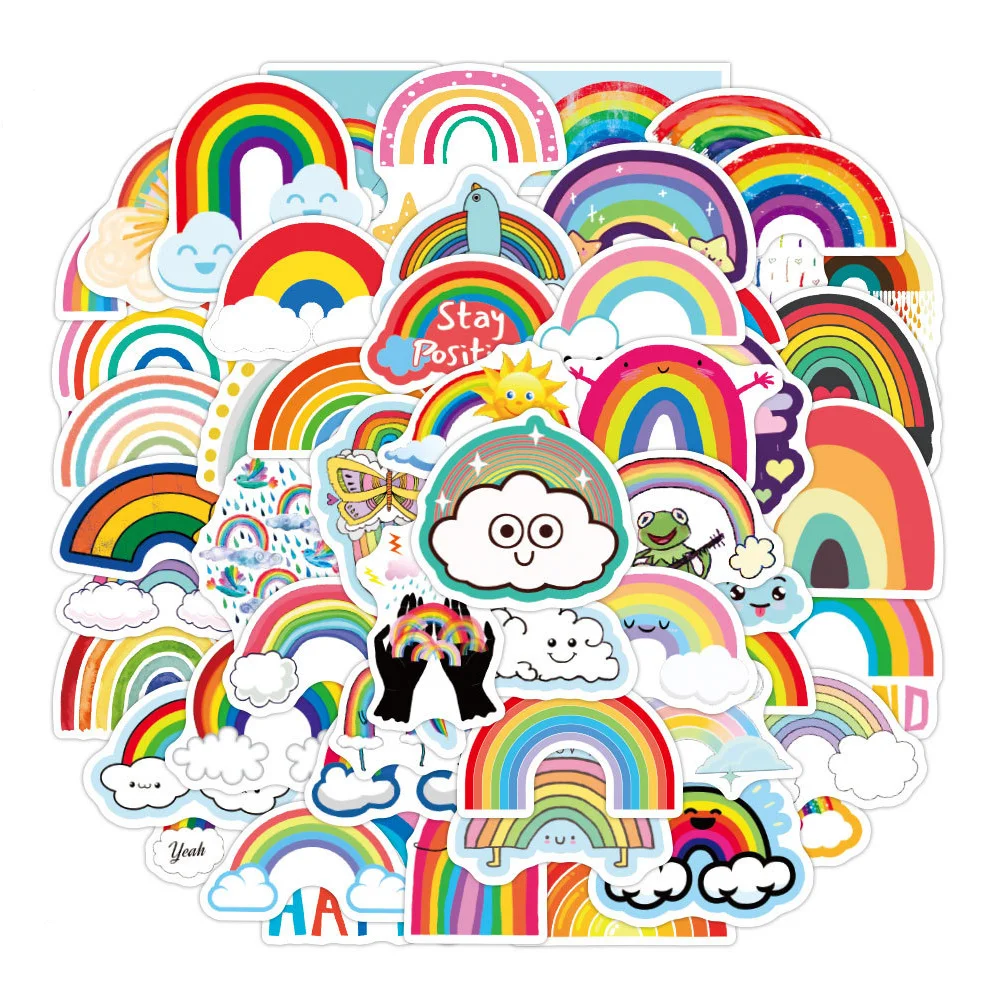 

Наклейки радужные граффити на мост, украшение для мотоцикла, чемодана, гитары, блокнота, Мультяшные облака, наклейки, игрушки, 50 шт.